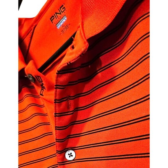 Ping Polo XL Men's Performance Dynamics Striped Red & Black Polyester Golf Wear - Picture 6 of 11